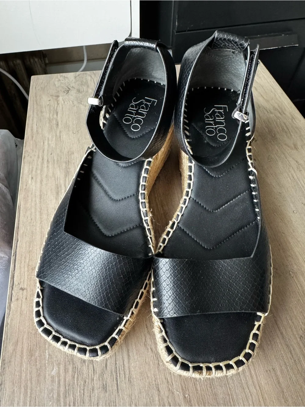 Black Espadrille Wedge Sandals